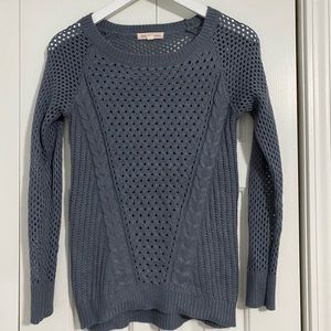 Greyish blue pink rose sweater